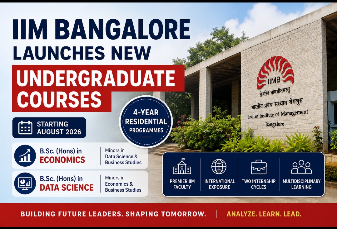 Read more about the article IIM Bangalore New Undergraduate Courses 2026: B.Sc. Economics & Data Science, Eligibility, Admission, Fees and Career Opportunities