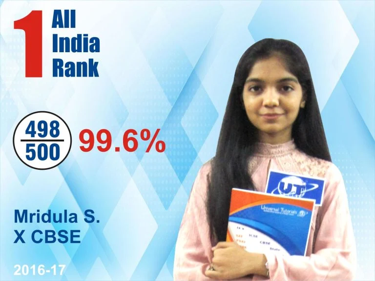 Mridula S, All India Rank 1, CBSE Class 10 2016-17, 99.6% (498/500), Universal Tutorials