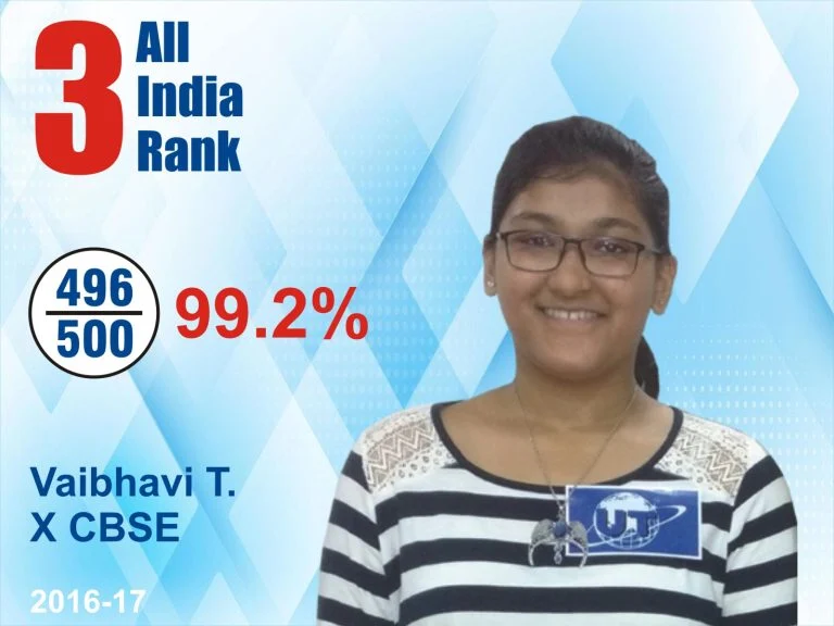 Vaibhavi T, All India Rank 3, CBSE Class 10 2016-17, 99.2% (496/500), Universal Tutorials